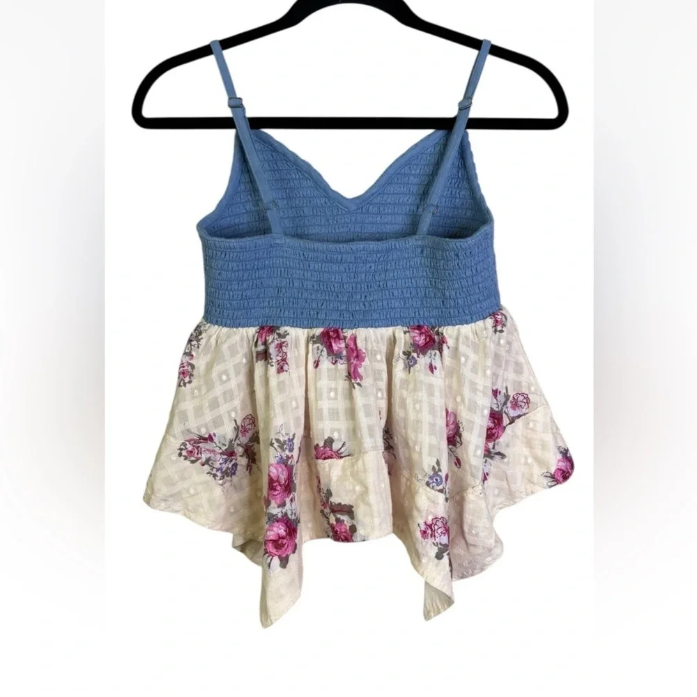 Anthropologie Pilcro Heritage Hanky Hem Tank Small S Floral Y2K Cottagecore - Picture 3 of 5